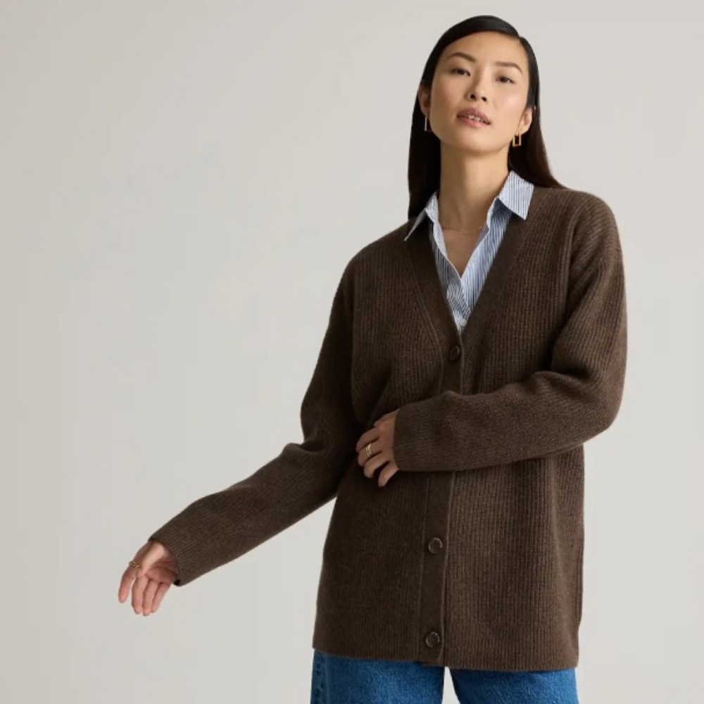 Mongolian Cashmere Oversized Boyfriend Cardigan Sweater
